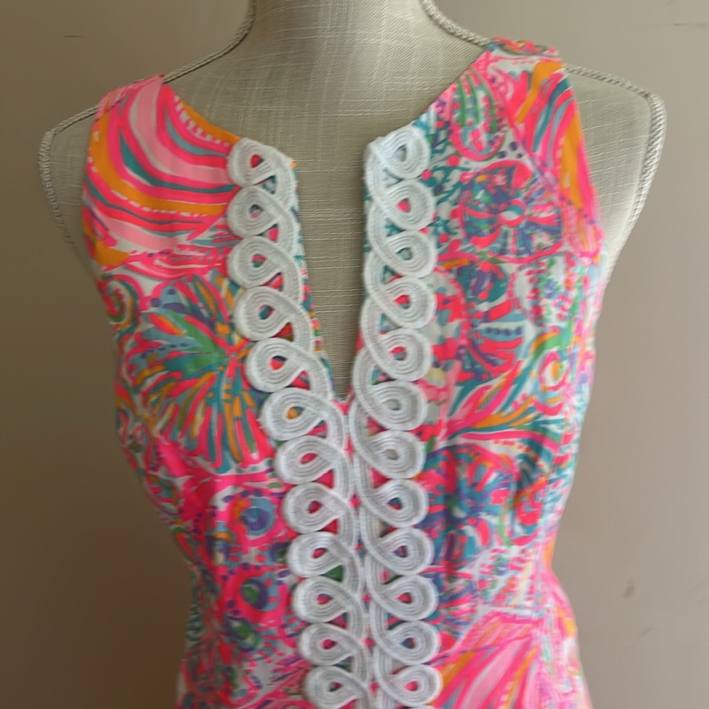 Lilly Pulitzer Ryder Shift Swish Fish Multicolor Embroidered Dress Size: 10 - Picture 2 of 7